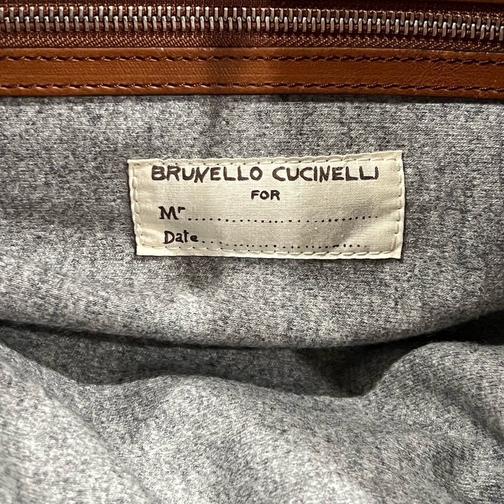 $7K Brunello Cucinelli Soft Glove Leather Duffle Weekend Bag Brown Cognac Unisex - Picture 13 of 15